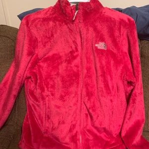 Pink Furry North Face jacket
